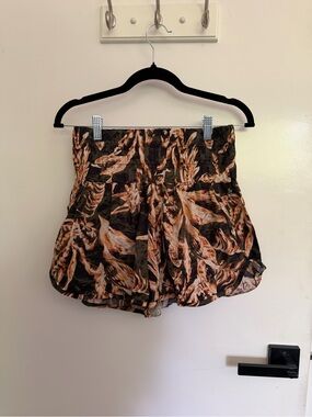 High-Rise Floral Print Women's Shorts - Black & Brown